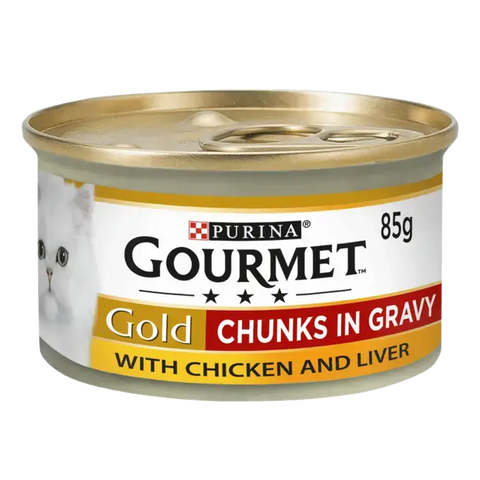 Purina gourmet gold chicken & liver chunks 85g