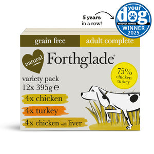 Forthglade chick/turk/chick+liv x12 pouc 12x395g