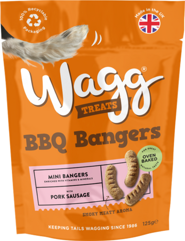 Wagg BBQ bangers pork treats 125g