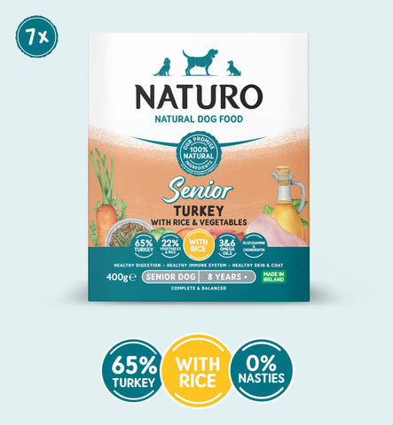 Naturo senior Turkey/rice/veg tray 400g