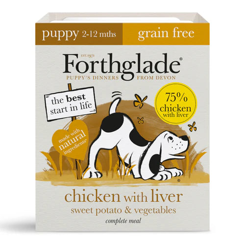 Forthglade grain free chicken/liver puppy 2-12 mths tray 395g