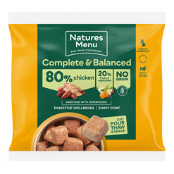 Natures menu complete & balanced 80% chicken frozen nuggets