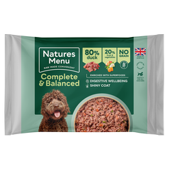 Natures menu complete & balanced 80% duck frozen block 500g