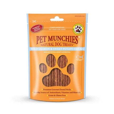 Pet Munchies salmon/pot sticks 90g