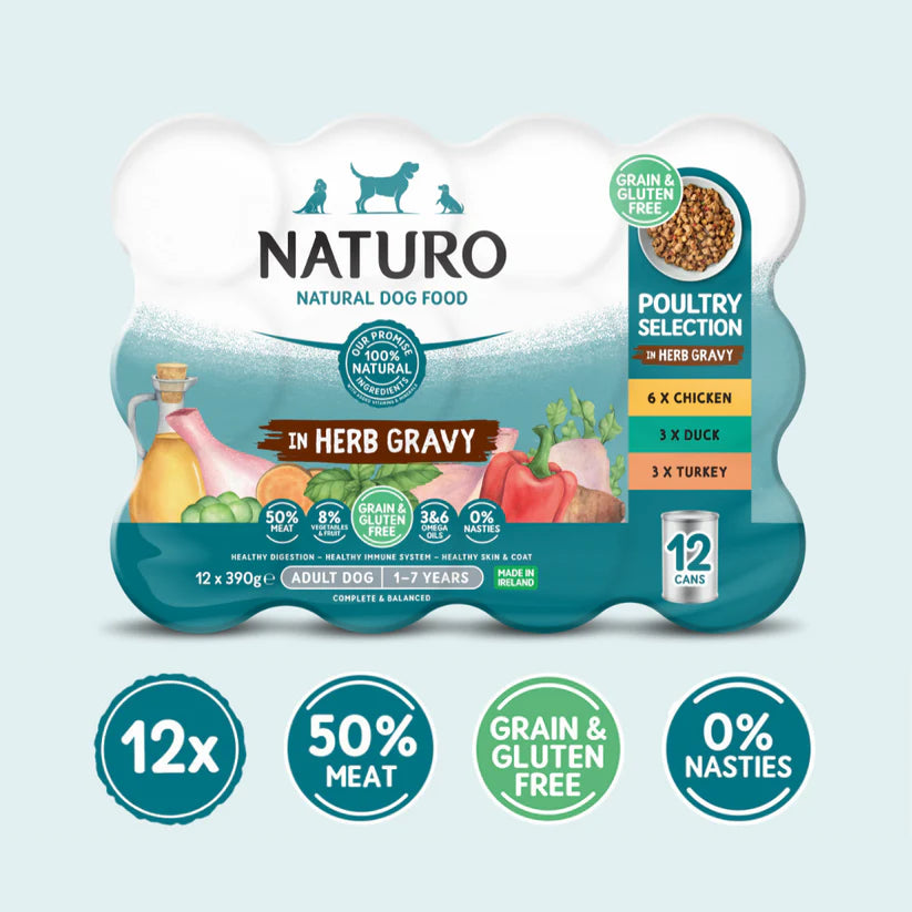 Naturo poultry selection in herb gravy 12 cans 12 x 390g