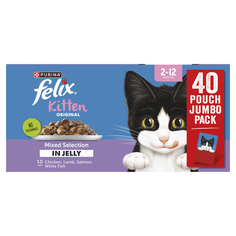 Felix original kitten mixed in jelly 40 pack 3.4kg