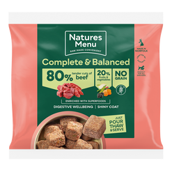Natures menu complete & balanced 80% beef frozen nuggets