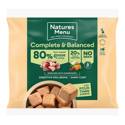 Natures menu complete & balanced 80% turkey & goose frozen nuggets