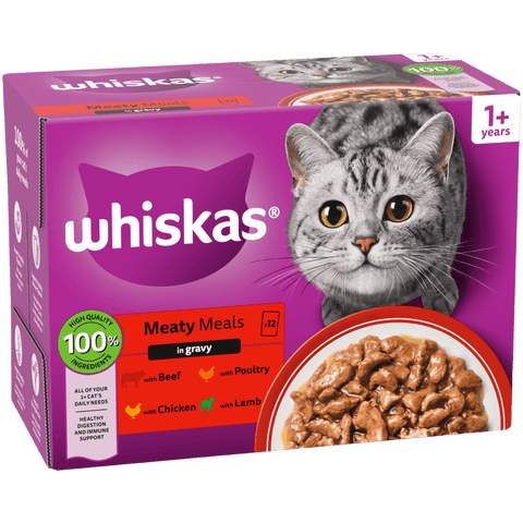 Whiskas 1+ Mty Mls in Gravy 12 x pouches 12x85g