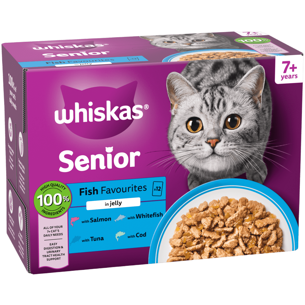 Whiskas 7+ Fish Favs in Jelly 12 x pouch 12x85g