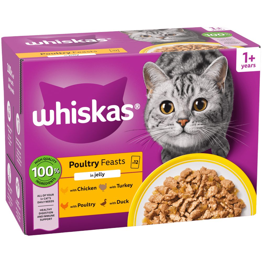 Whiskas 1+ Pltry Fsts in Jelly 12 x pouch 12x85g