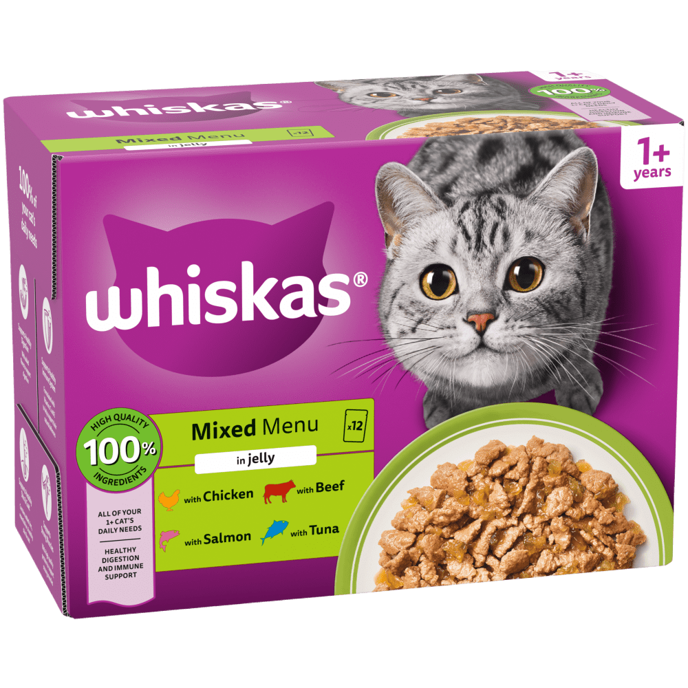Whiskas 1+ Mxd Menu in Jelly 12 x pouch 12x85g