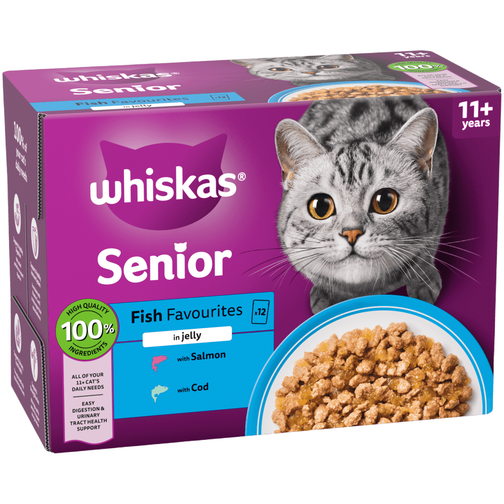 Whiskas 11+ Fish Favs in Jly 12 x pouch 12x85g