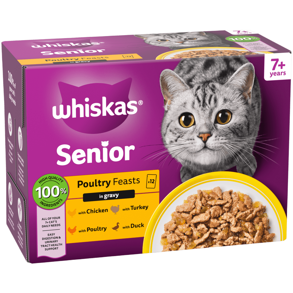 Whiskas 7+ Pltry Fsts in Jelly 12 x pouches 12x85g